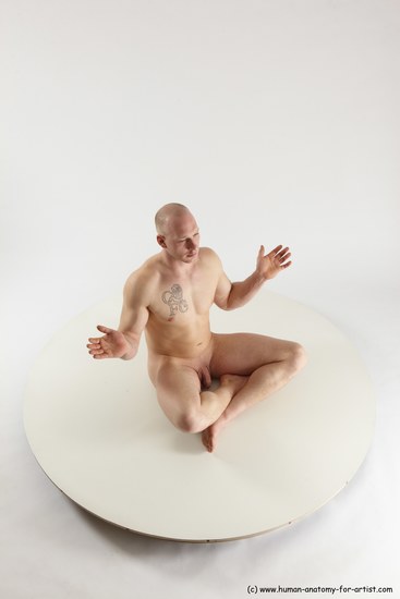 Nude Man White Sitting poses - simple Slim Bald Sitting poses - ALL Multi angles poses Realistic