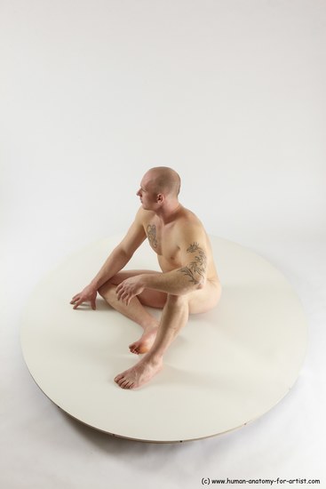 Nude Man White Sitting poses - simple Slim Bald Sitting poses - ALL Multi angles poses Realistic