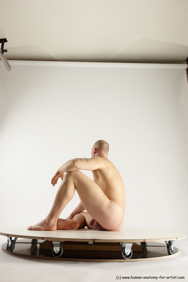 Nude Man White Sitting poses - simple Slim Bald Sitting poses - ALL Multi angles poses Realistic