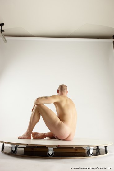 Nude Man White Sitting poses - simple Slim Bald Sitting poses - ALL Multi angles poses Realistic