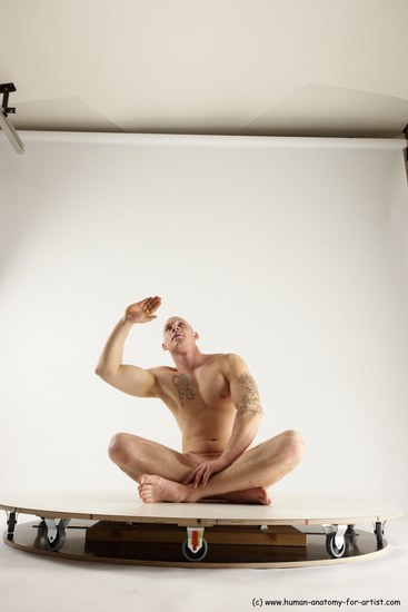 Nude Man White Sitting poses - simple Slim Bald Sitting poses - ALL Multi angles poses Realistic