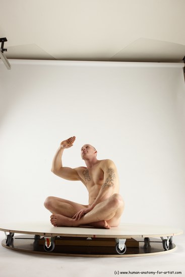 Nude Man White Sitting poses - simple Slim Bald Sitting poses - ALL Multi angles poses Realistic