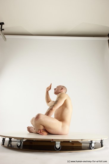 Nude Man White Sitting poses - simple Slim Bald Sitting poses - ALL Multi angles poses Realistic