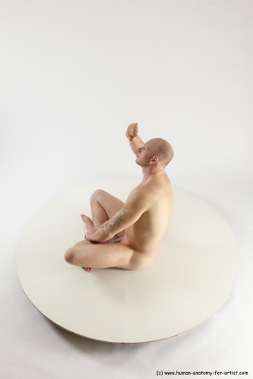 Nude Man White Sitting poses - simple Slim Bald Sitting poses - ALL Multi angles poses Realistic