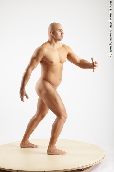 Nude Man White Standing poses - ALL Slim Bald Standing poses - simple Realistic