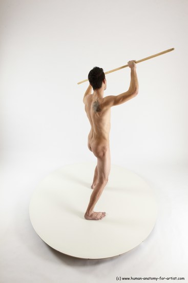 Nude Fighting with spear Man White Standing poses - ALL Athletic Short Brown Standing poses - simple Multi angles poses Realistic