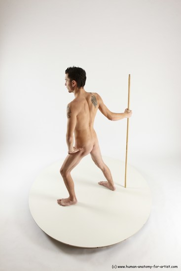 Nude Fighting with spear Man White Standing poses - ALL Athletic Short Brown Standing poses - simple Multi angles poses Realistic