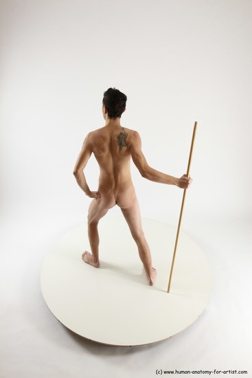 Nude Fighting with spear Man White Standing poses - ALL Athletic Short Brown Standing poses - simple Multi angles poses Realistic