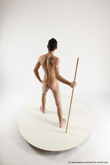 Nude Fighting with spear Man White Standing poses - ALL Athletic Short Brown Standing poses - simple Multi angles poses Realistic