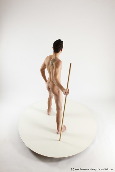 Nude Fighting with spear Man White Standing poses - ALL Athletic Short Brown Standing poses - simple Multi angles poses Realistic