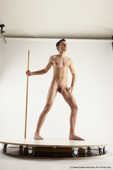 Nude Fighting with spear Man White Standing poses - ALL Athletic Short Brown Standing poses - simple Multi angles poses Realistic