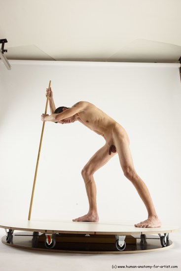 Nude Fighting with spear Man White Standing poses - ALL Athletic Short Brown Standing poses - bend over Multi angles poses Realistic