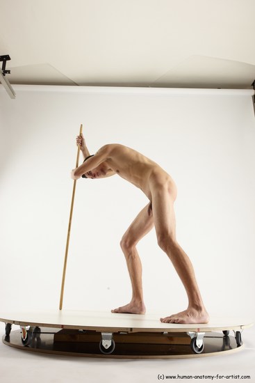 Nude Fighting with spear Man White Standing poses - ALL Athletic Short Brown Standing poses - bend over Multi angles poses Realistic