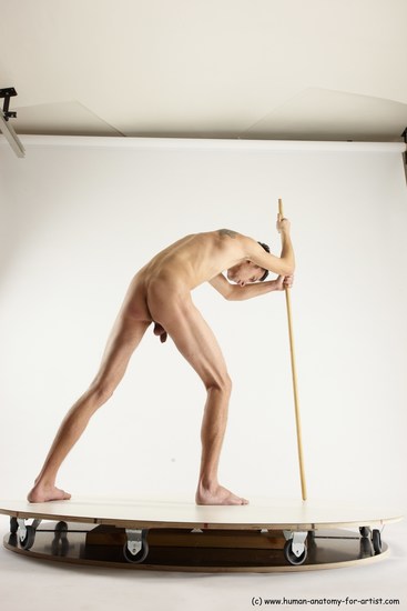 Nude Fighting with spear Man White Standing poses - ALL Athletic Short Brown Standing poses - bend over Multi angles poses Realistic