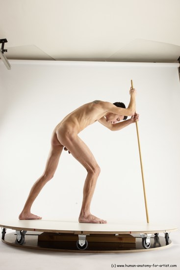 Nude Fighting with spear Man White Standing poses - ALL Athletic Short Brown Standing poses - bend over Multi angles poses Realistic