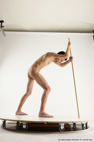 Nude Fighting with spear Man White Standing poses - ALL Athletic Short Brown Standing poses - bend over Multi angles poses Realistic