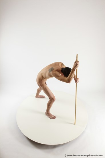 Nude Fighting with spear Man White Standing poses - ALL Athletic Short Brown Standing poses - bend over Multi angles poses Realistic