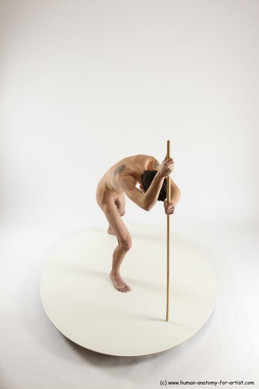 Nude Fighting with spear Man White Standing poses - ALL Athletic Short Brown Standing poses - bend over Multi angles poses Realistic