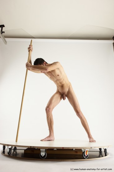 Nude Fighting with spear Man White Standing poses - ALL Athletic Short Brown Standing poses - bend over Multi angles poses Realistic