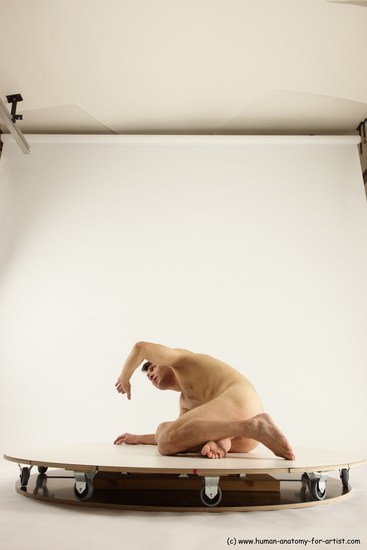 Nude Man White Sitting poses - simple Slim Short Brown Sitting poses - ALL Multi angles poses Realistic