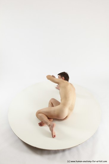 Nude Man White Sitting poses - simple Slim Short Brown Sitting poses - ALL Multi angles poses Realistic