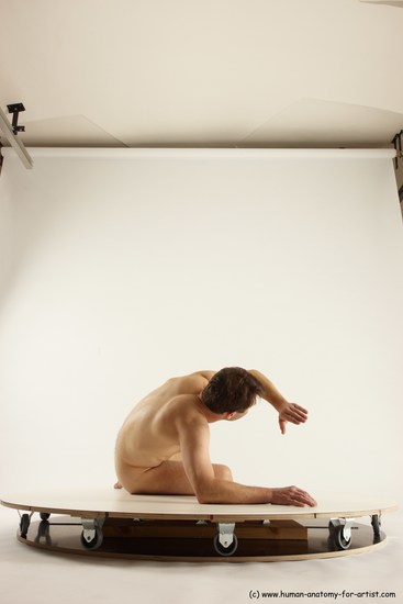 Nude Man White Sitting poses - simple Slim Short Brown Sitting poses - ALL Multi angles poses Realistic