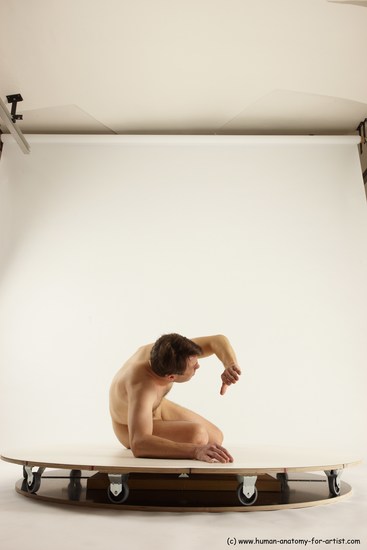 Nude Man White Sitting poses - simple Slim Short Brown Sitting poses - ALL Multi angles poses Realistic