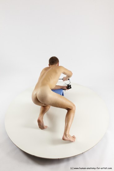 Nude Fighting with knife Man White Kneeling poses - ALL Slim Short Brown Kneeling poses - on one knee Multi angles poses Realistic