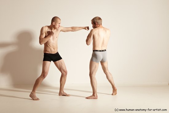 Underwear Martial art Man - Man White Moving poses Slim Short Blond Dynamic poses Academic