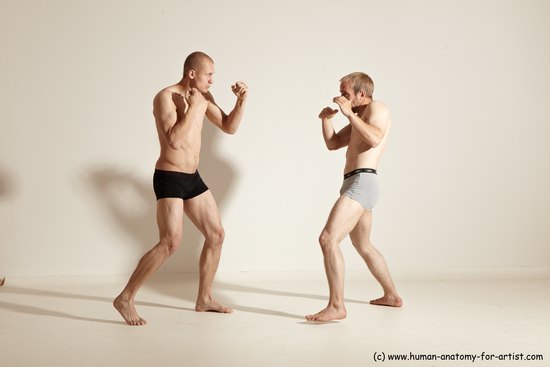 Underwear Martial art Man - Man White Moving poses Slim Short Blond Dynamic poses Academic