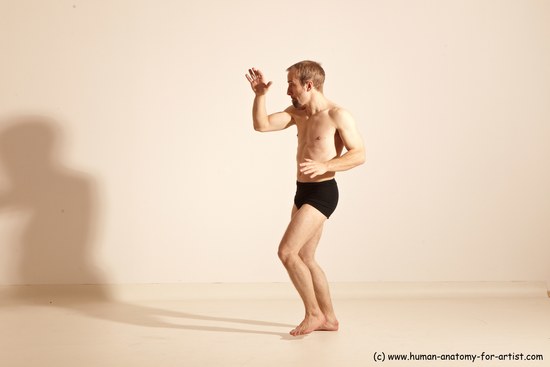 Underwear Martial art Man White Moving poses Athletic Short Blond Dynamic poses Academic