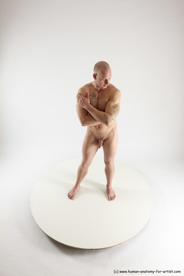 Nude Man White Standing poses - ALL Slim Bald Standing poses - simple Multi angles poses Realistic