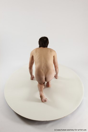 Nude Man White Kneeling poses - ALL Slim Short Brown Kneeling poses - on one knee Multi angles poses Realistic