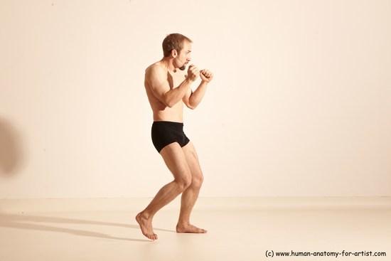 Underwear Martial art Man White Moving poses Athletic Short Blond Dynamic poses Academic