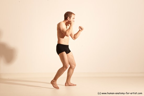 Underwear Martial art Man White Moving poses Athletic Short Blond Dynamic poses Academic