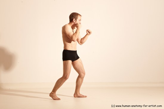 Underwear Martial art Man White Moving poses Athletic Short Blond Dynamic poses Academic