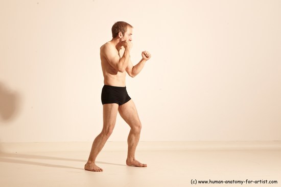 Underwear Martial art Man White Moving poses Athletic Short Blond Dynamic poses Academic