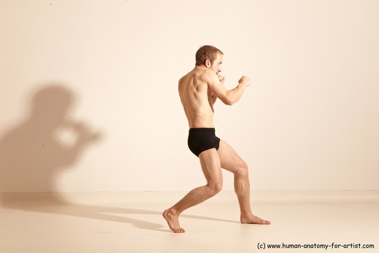 Underwear Martial art Man White Moving poses Athletic Short Blond Dynamic poses Academic