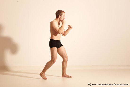 Underwear Martial art Man White Moving poses Athletic Short Blond Dynamic poses Academic