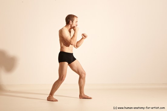 Underwear Martial art Man White Moving poses Athletic Short Blond Dynamic poses Academic