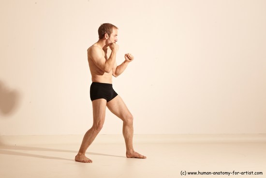 Underwear Martial art Man White Moving poses Athletic Short Blond Dynamic poses Academic