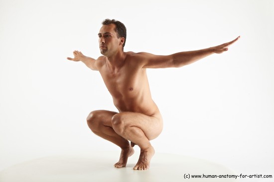 Nude Man White Standing poses - ALL Slim Short Brown Standing poses - knee-bend Realistic