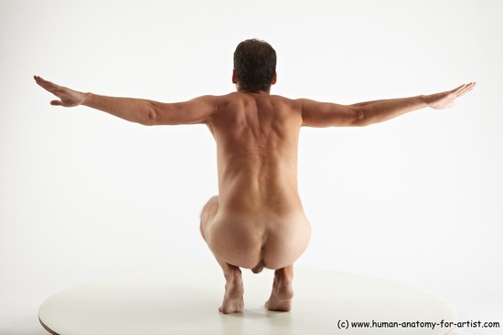 Nude Man White Standing poses - ALL Slim Short Brown Standing poses - knee-bend Realistic