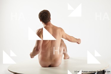 Nude Man White Sitting poses - simple Slim Short Brown Sitting poses - ALL Realistic