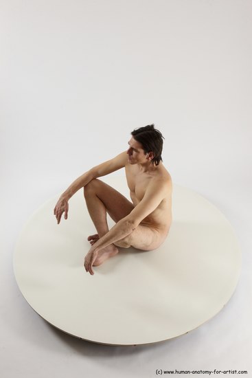 Nude Man White Sitting poses - simple Slim Short Brown Sitting poses - ALL Multi angles poses Realistic