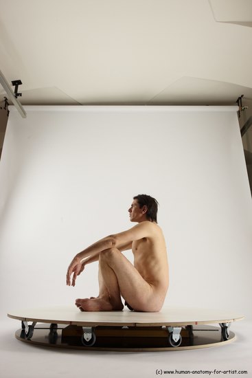 Nude Man White Sitting poses - simple Slim Short Brown Sitting poses - ALL Multi angles poses Realistic