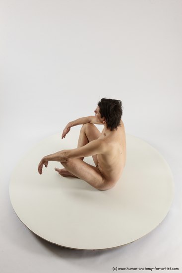 Nude Man White Sitting poses - simple Slim Short Brown Sitting poses - ALL Multi angles poses Realistic