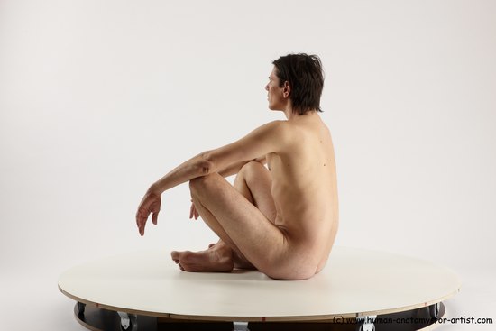 Nude Man White Sitting poses - simple Slim Short Brown Sitting poses - ALL Multi angles poses Realistic