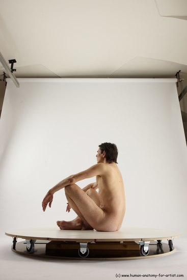 Nude Man White Sitting poses - simple Slim Short Brown Sitting poses - ALL Multi angles poses Realistic