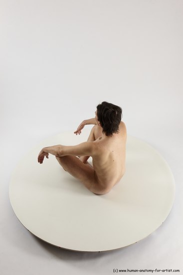 Nude Man White Sitting poses - simple Slim Short Brown Sitting poses - ALL Multi angles poses Realistic